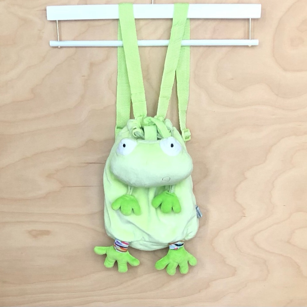 Heart to Heart Lime Green Frog Backpack -Plush Outdoor Unisex Kids Small